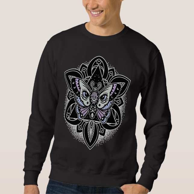 E Girl Occult Aesthetic Moth Pastel Goth Occult Wi Sweatshirt (Front)