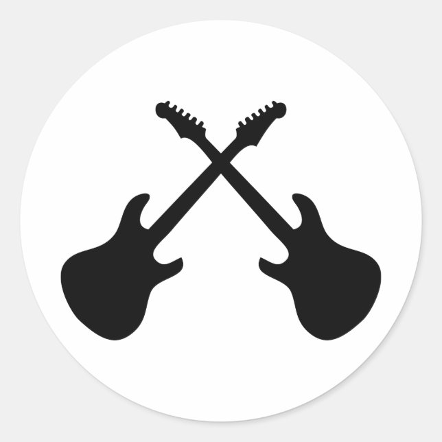 E Guitars Crossed Classic Round Sticker (Front)
