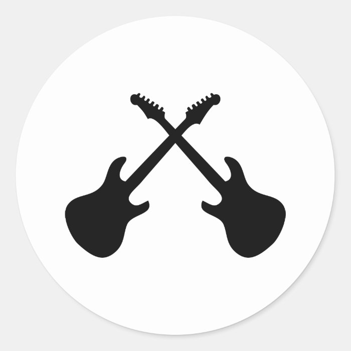 E Guitars Crossed Round Sticker