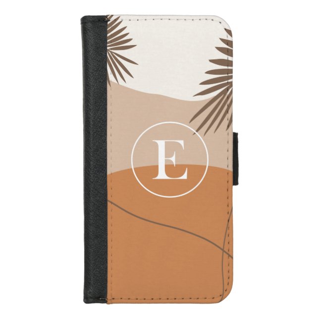 E - Initial Monogram Letter E Abstract Design iPhone Wallet Case (Front)