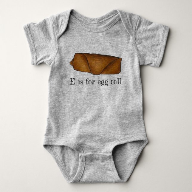 E is for Egg Roll Chinese Food Eggroll Letter E Baby Bodysuit (Front)