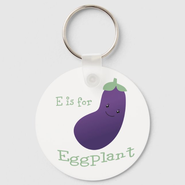 E is for Eggplant Keychain (Front)