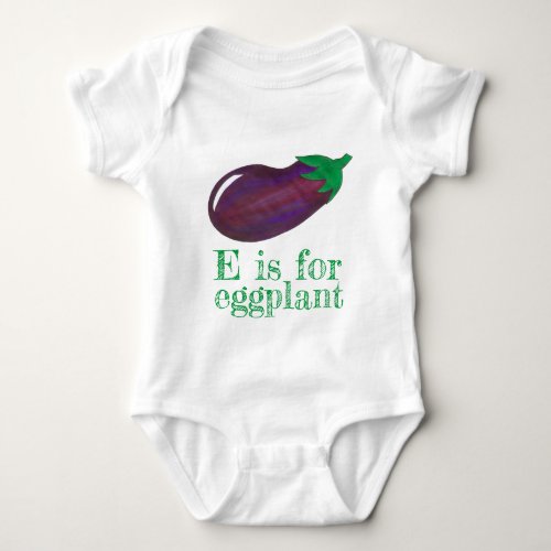E is for EGGPLANT Purple Aubergine Vegetable ABCs Baby Bodysuit