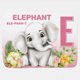 E is for Elephant Alphabet Baby Blanket