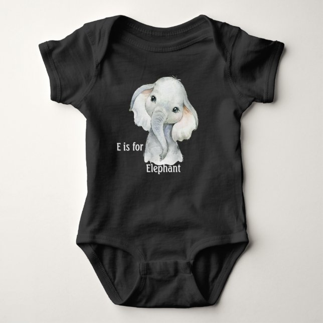 E Is For Elephant Baby Bodysuit (Front)