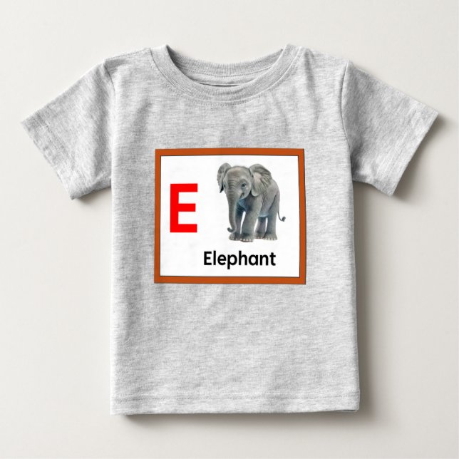 E is for Elephant Baby T-Shirt (Front)