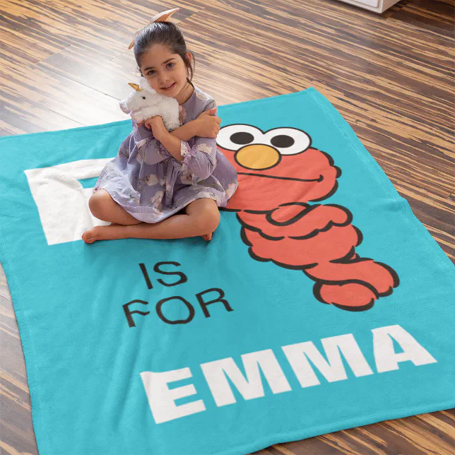 E is for Elmo | Add Your Name Fleece Blanket | Zazzle