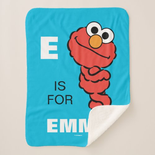 E is for Elmo  Add Your Name Sherpa Blanket