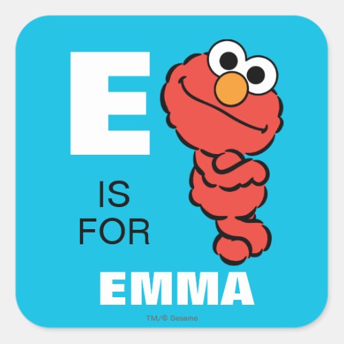 E is for Elmo  Add Your Name Square Sticker