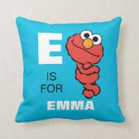 E is for Elmo | Add Your Name Throw Pillow