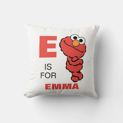 E is for Elmo  Add Your Name Throw Pillow