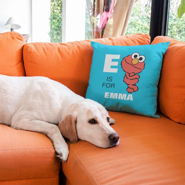 E is for Elmo | Add Your Name Throw Pillow | Zazzle