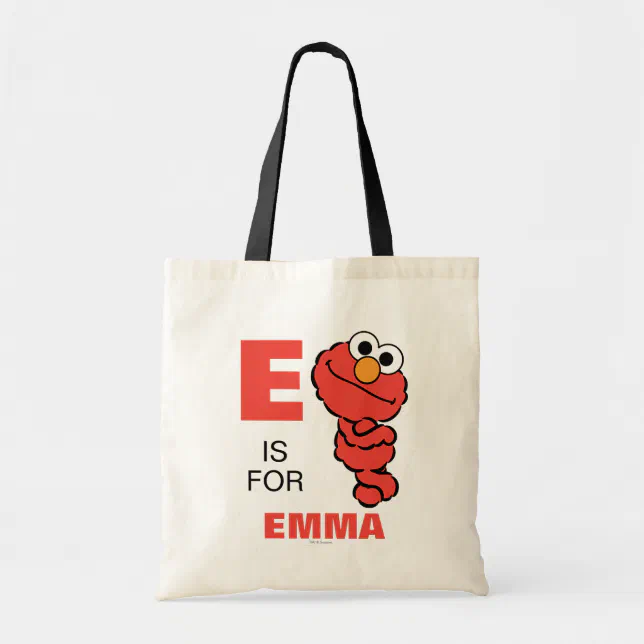 E is for Elmo | Add Your Name Tote Bag | Zazzle