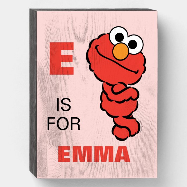E is for Elmo | Add Your Name Wooden Box Sign (Front Vertical)