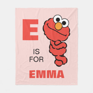 E is for Elmo   Pink - Add Your Name  Fleece Blanket