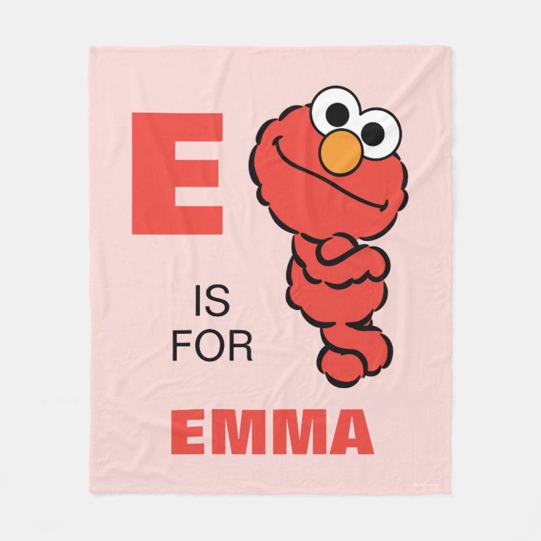 E is for Elmo | Pink - Add Your Name Fleece Blanket
