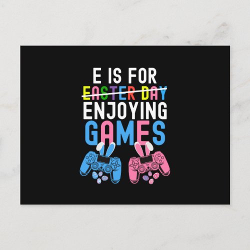 E is for enjoying games easter gift for gamers postcard