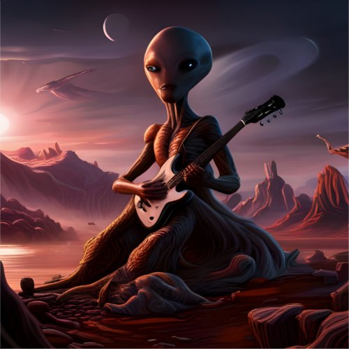 EJ Gold Extraterrestrial Guitar Player Vinyl Sticker