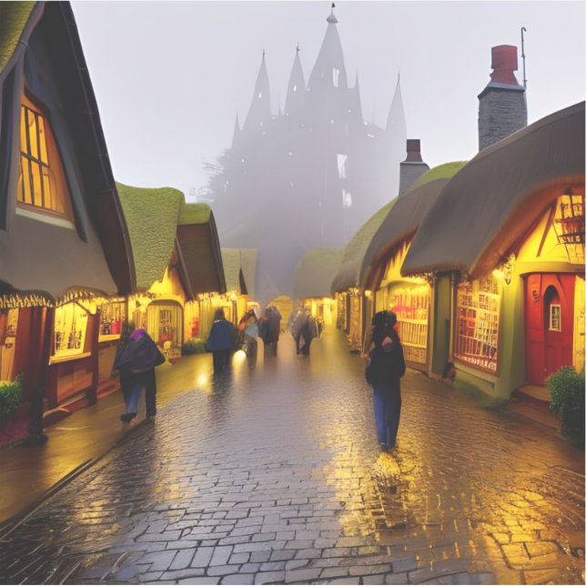 E.J. Gold Shoppers on a Foggy Night Vinyl Sticker (Front)