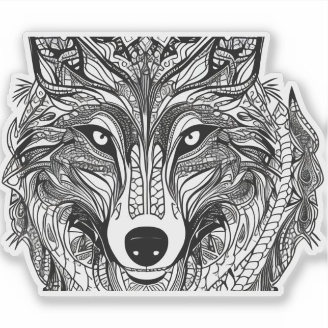 E.J. Gold Wolf Face Removable Vinyl Sticker (Front)