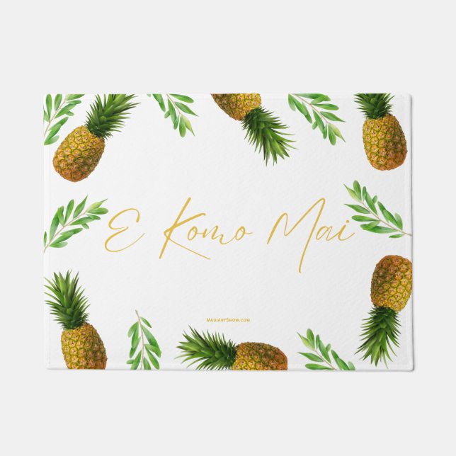 E KOMO MAI - HAWAIIAN WELCOME - DOORMAT DOOR MAT (Front)