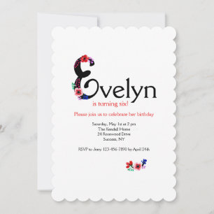 "E" Letter (Add Any First Name With Letter E) Invitation