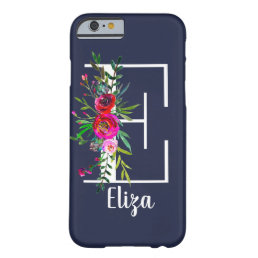 E Letter Initial Monogram Floral Custom Color Name Barely There iPhone 6 Case