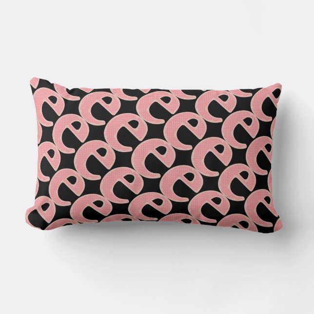 E Letter monogram pink customize girly Lumbar Pillow (Front)
