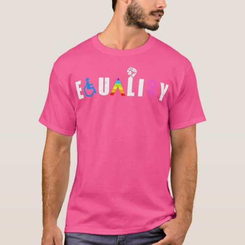 E LGBT Q Gay Pride Flag Proud Ally Rainbow Fist  T_Shirt