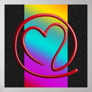e m a i l 4 y o u   fire red, colored linear poster