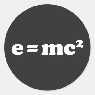 e = mc2 classic round sticker