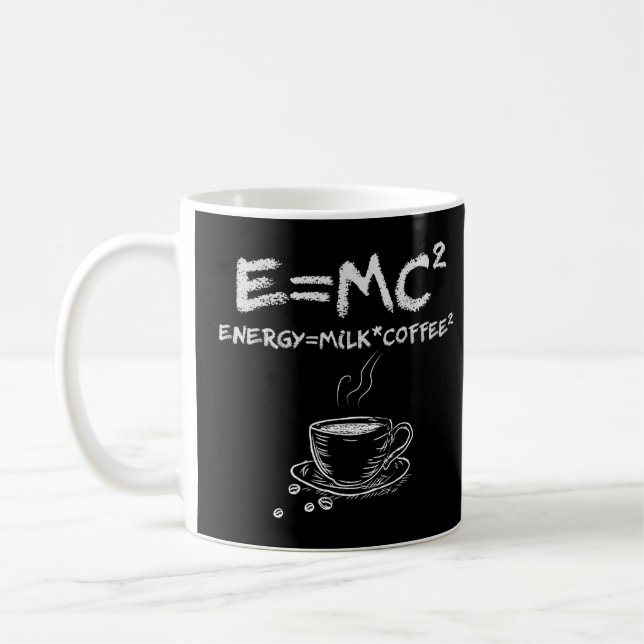 E=MC2 Funny Science Coffee Energy Milk Coffee  Mug (Left)