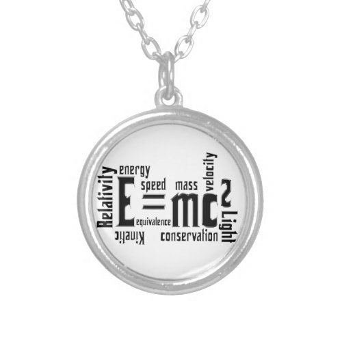 EMC2 Science Mass Equivalence Einstein Silver Plated Necklace