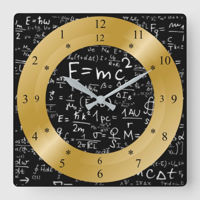 E= mc2  Time Machine Clock~Space/Time Continuum~ ~ Square Wall Clock (Front)
