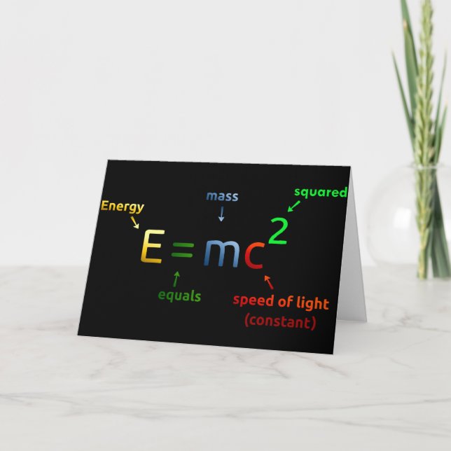 E = MC^2. E equals MC Squared Card (Front)