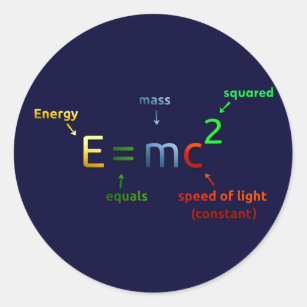 E = MC^2. E equals MC Squared Classic Round Sticker