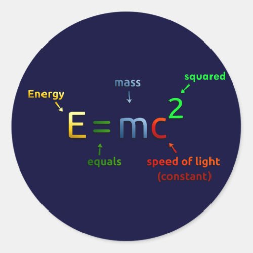 E  MC2 E equals MC Squared Classic Round Sticker