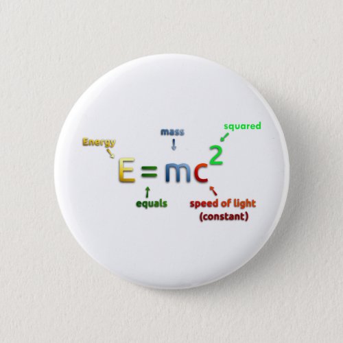 E  MC2 E equals MC Squared Pinback Button