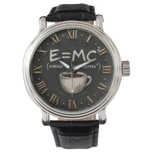E = MC² Coffee Funny Science Coffee Lover Decor Watch