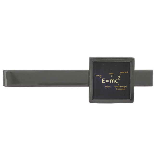 E=mc², Mass–Energy Equivalence Gunmetal Finish Tie Bar (Front)