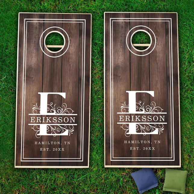 E Monogram Family Name Farm Wood Cornhole Set (E Monogram Family Name Farm Wood Cornhole Set)