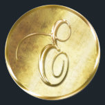 E Monogram Faux Gold Envelope Seal Stickers<br><div class="desc">E Monogram Faux Gold Envelope Or Favor Seal. These classic round stickers are printed with non metallic ink on a flat sticker to look like gold. They are not beveled or embossed monograms but are designed to look like they are beveled or embossed monograms. These gold monogram seals are printed...</div>