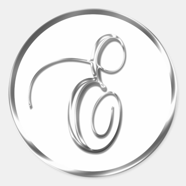 E Monogram Faux Silver Envelope Or Favor Seal (Front)