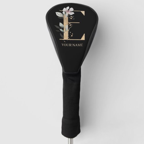 E Monogram Floral Personalized Golf Head Cover