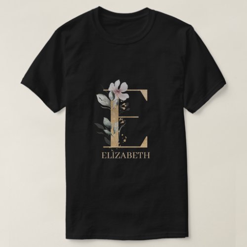 E Monogram Floral Personalized T_Shirt