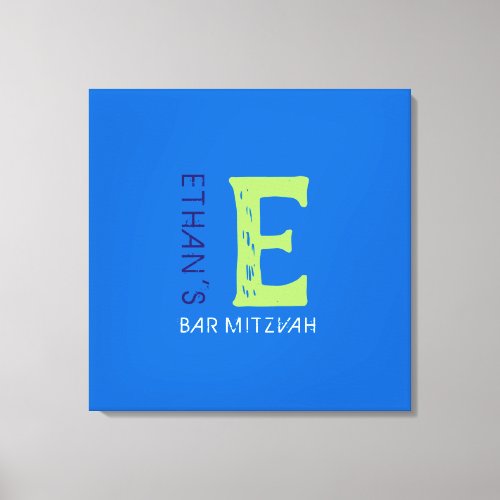 E Monogram Initial Bar Bat Mitzvah Sign_In Board Canvas Print