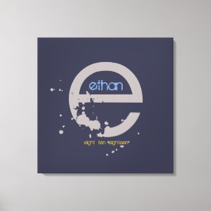 E Monogram Initial Bar Bat Mitzvah Sign-In Board Canvas Print