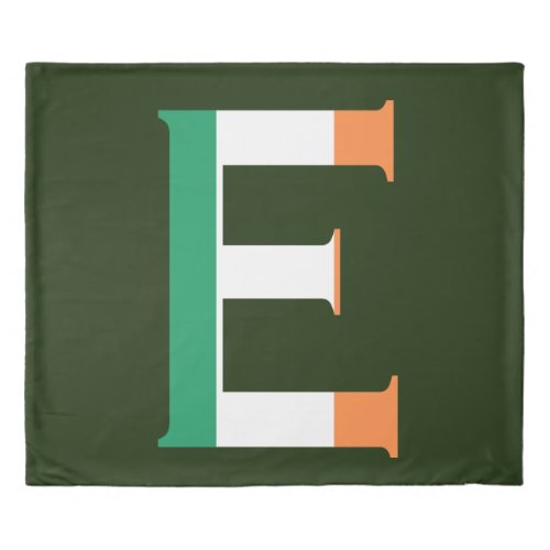 E Monogram overlaid on Irish Flag bedkccnt Duvet Cover