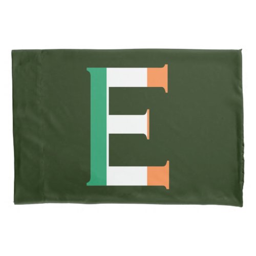 E Monogram overlaid on Irish Flag bedpccnt Pillow Case