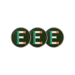 E Monogram overlaid on Irish Flag bmcnt Golf Ball Marker